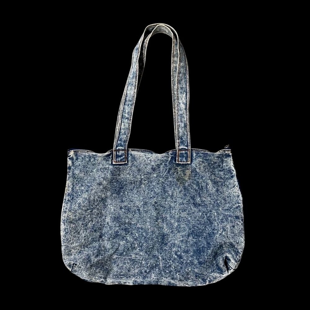 Vintage Denim Tote Blue Acid Wash 1980s Shane Purse Shoulder Bag Retro Fashion - Picture 3 of 12